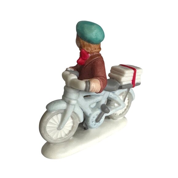 Lefton Collectible Newspaper Boy on Bicycle Christmas Colonial Village 01337 - Picture 4 of 7